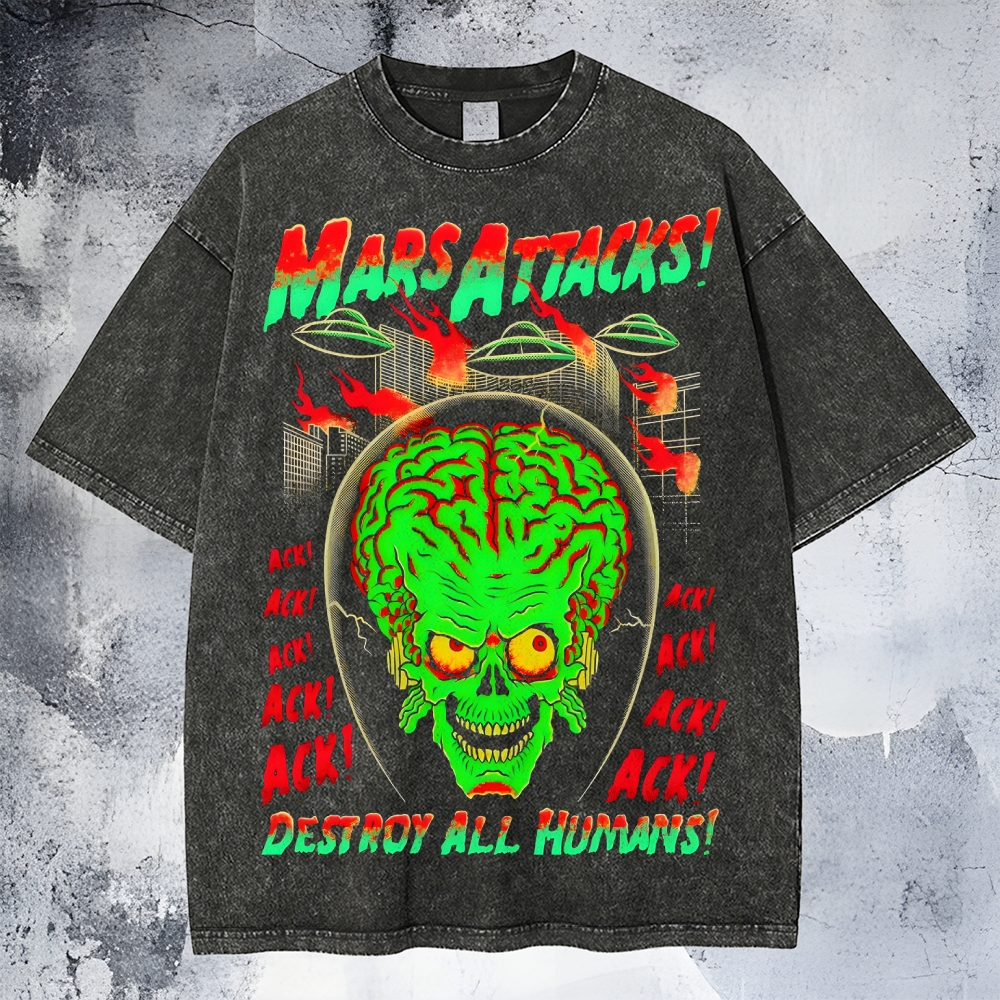 Mars Attacks Movie Washed T-shirt